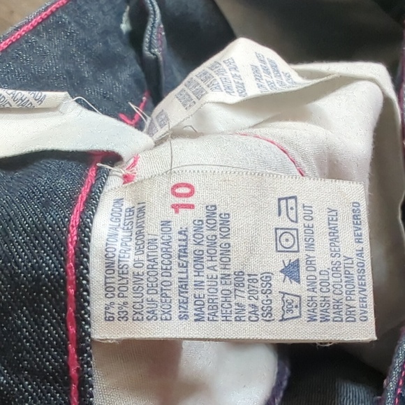 TOMMY HILFIGER bootcut Trouser style jeans dark wash denim pink stitching sz 10 - Picture 11 of 12